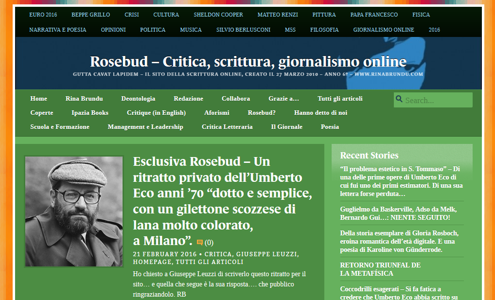 COPERTA MORTE UMBERTO ECO 20022016