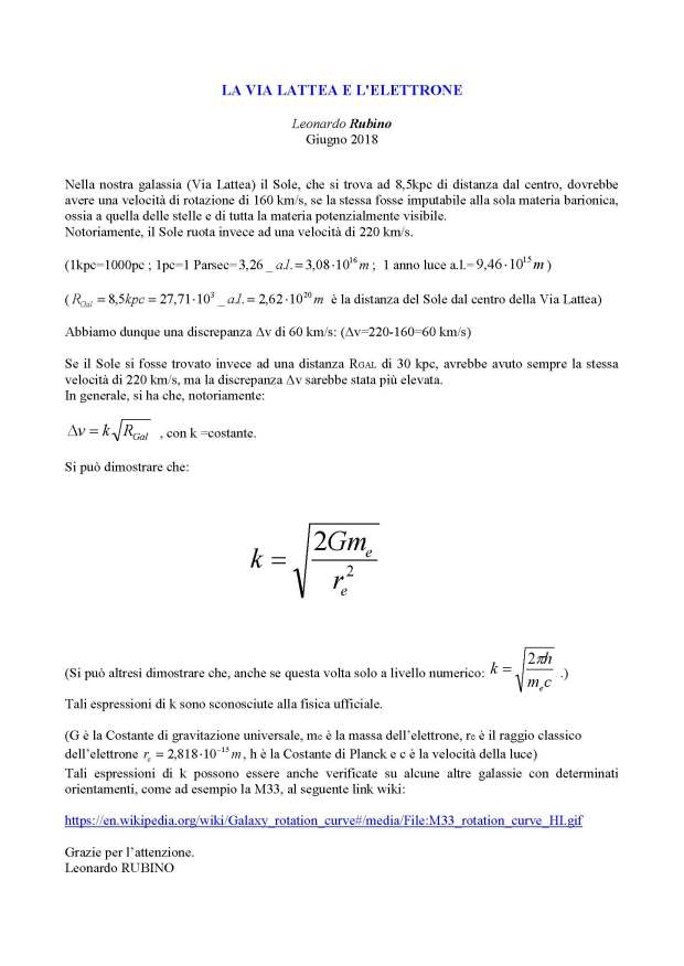 LA VIA LATTEA E L'ELETTRONE