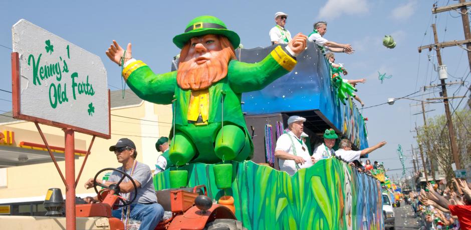 The Kenny's Old Farts float tosses cabba