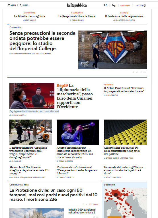 repubblica 5 maggio 2020